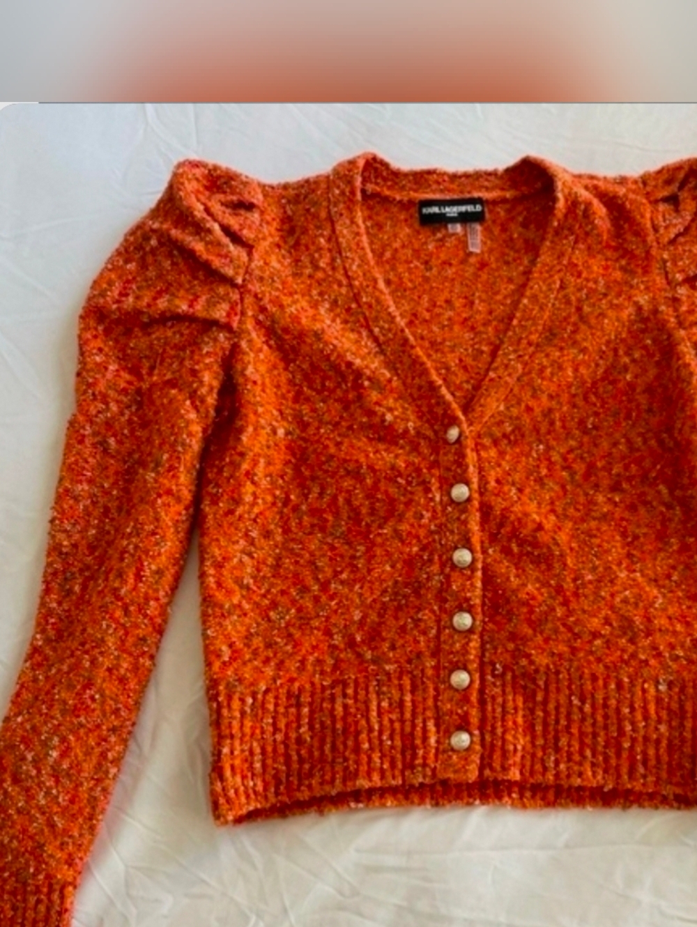 Karl Lagerfeld Fuzzy Wool Blend Cardigan, VGUC, Size XL - Picture 3 of 9